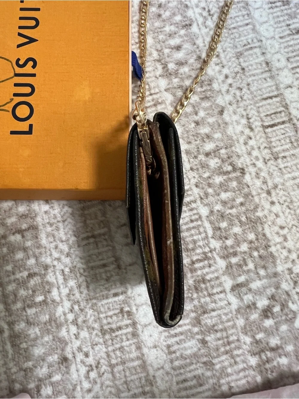 Louis Vuitton Brown Monogram Mini Crossbody with Gold Chain